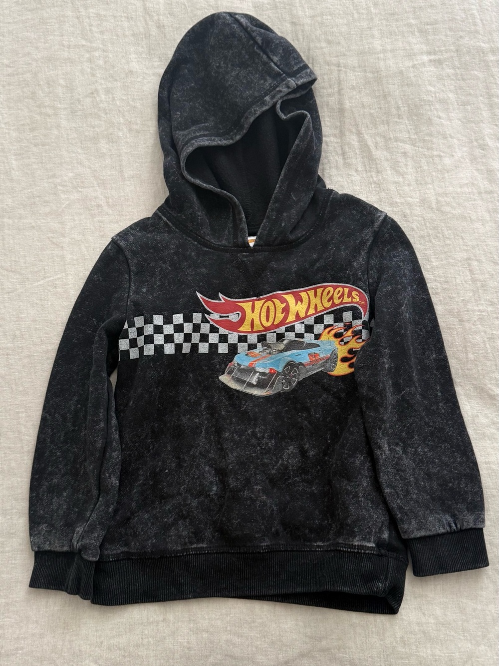 Hot Wheels Boys' Distressed Black Hooded Sweatshirt